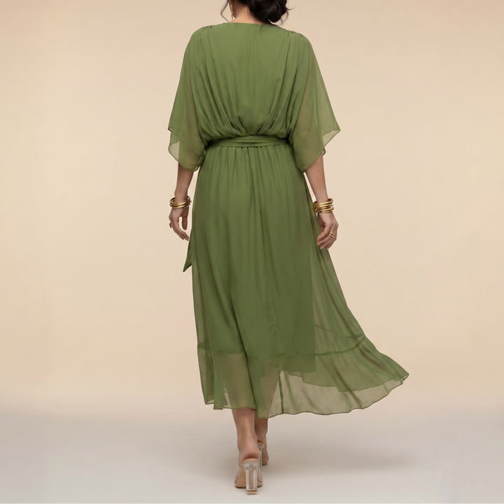 Sophia™ – Elegant Chiffon Wrap Midi Dress